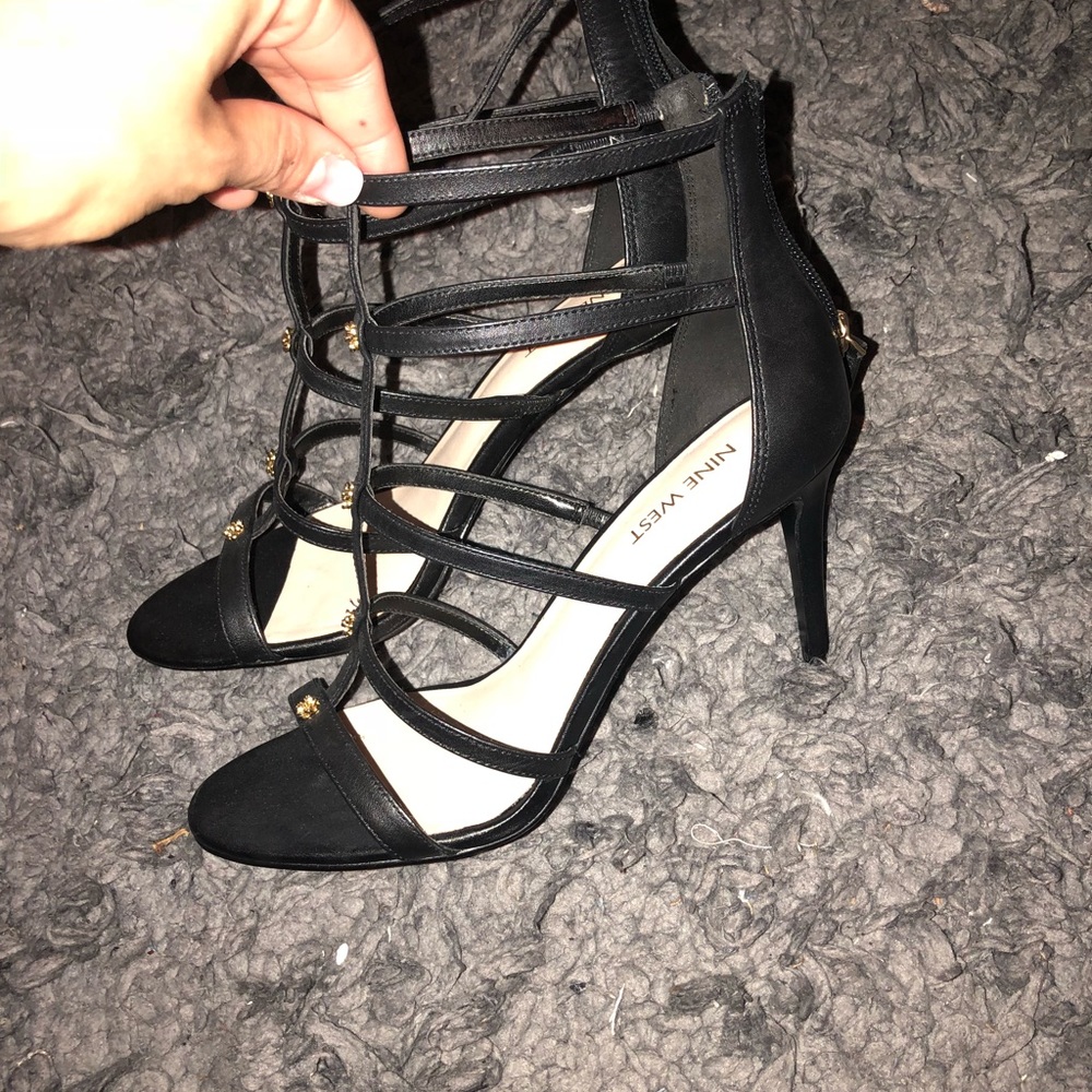 Black strapped heels